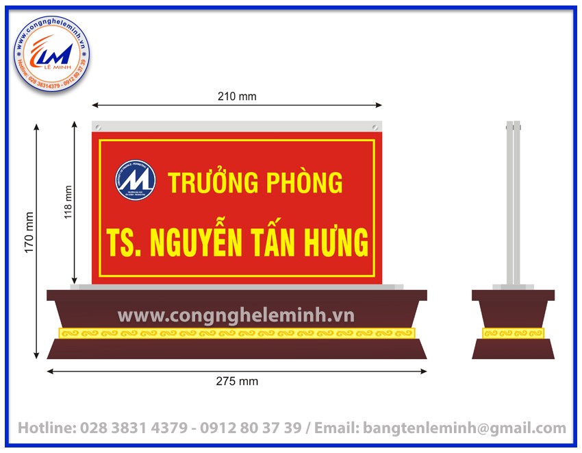 BIỂN CHỨC ĐÉ GỖ MẶT MICA 5MM