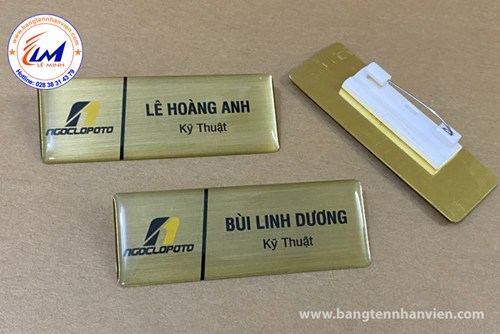 MẪU BẢNG TÊN NHÂN VIÊN ĐỒNG IN UV 2 GẮN KIM GÀI 